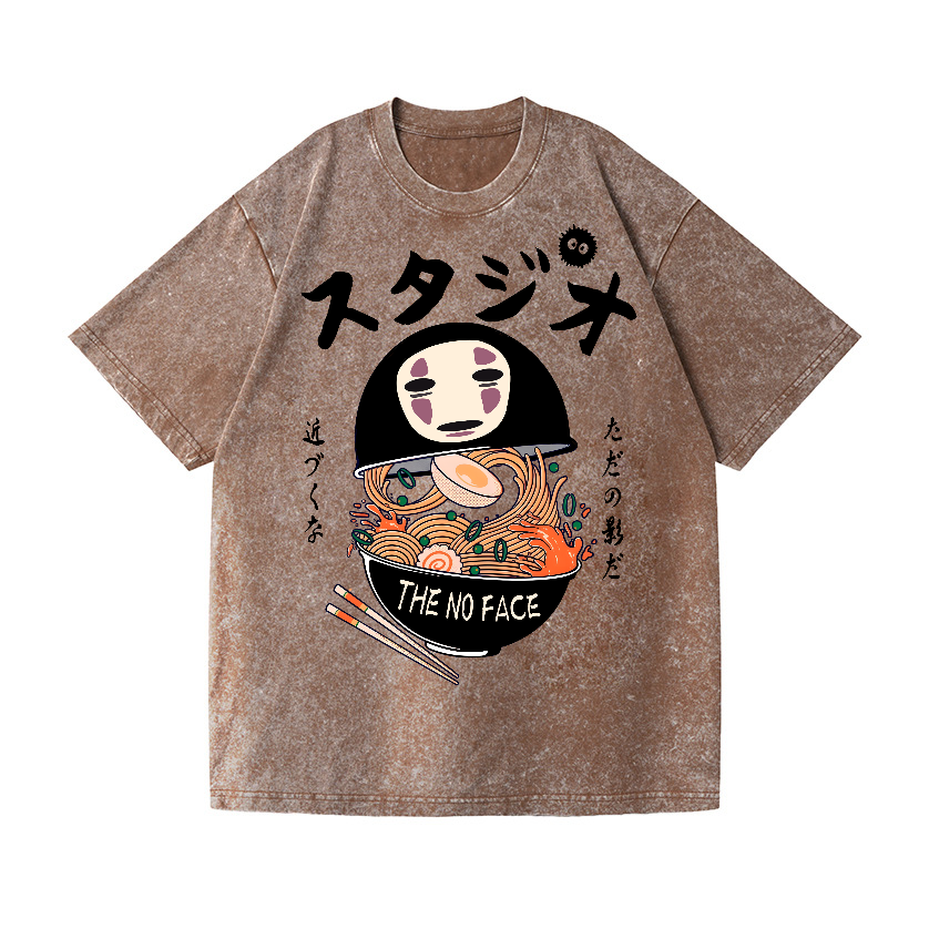 Ghibli No Face Kaonashi Ramen Vintage Wash Japanese Design T-Shirt
