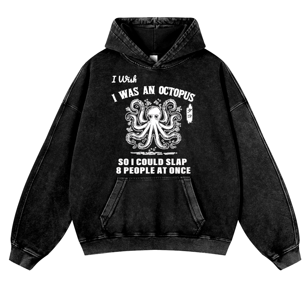 Octopus Vintage Washed Thick Cotton Hoodie
