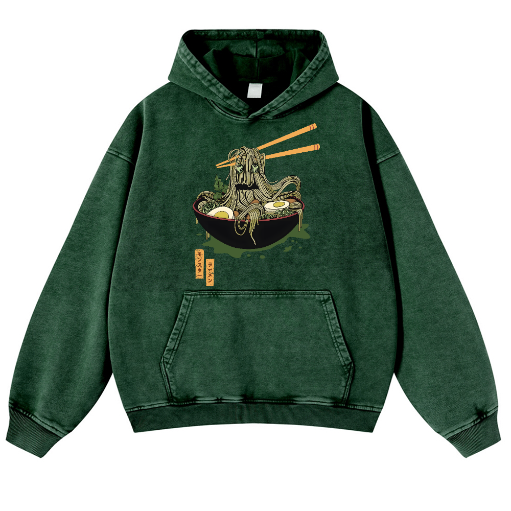 Monster Ramen Vintage Washed Thick Cotton Hoodie