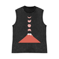 Mount FUJI Moon Cat Pure Cotton Wash-Dyed Sleeveless Tank Top