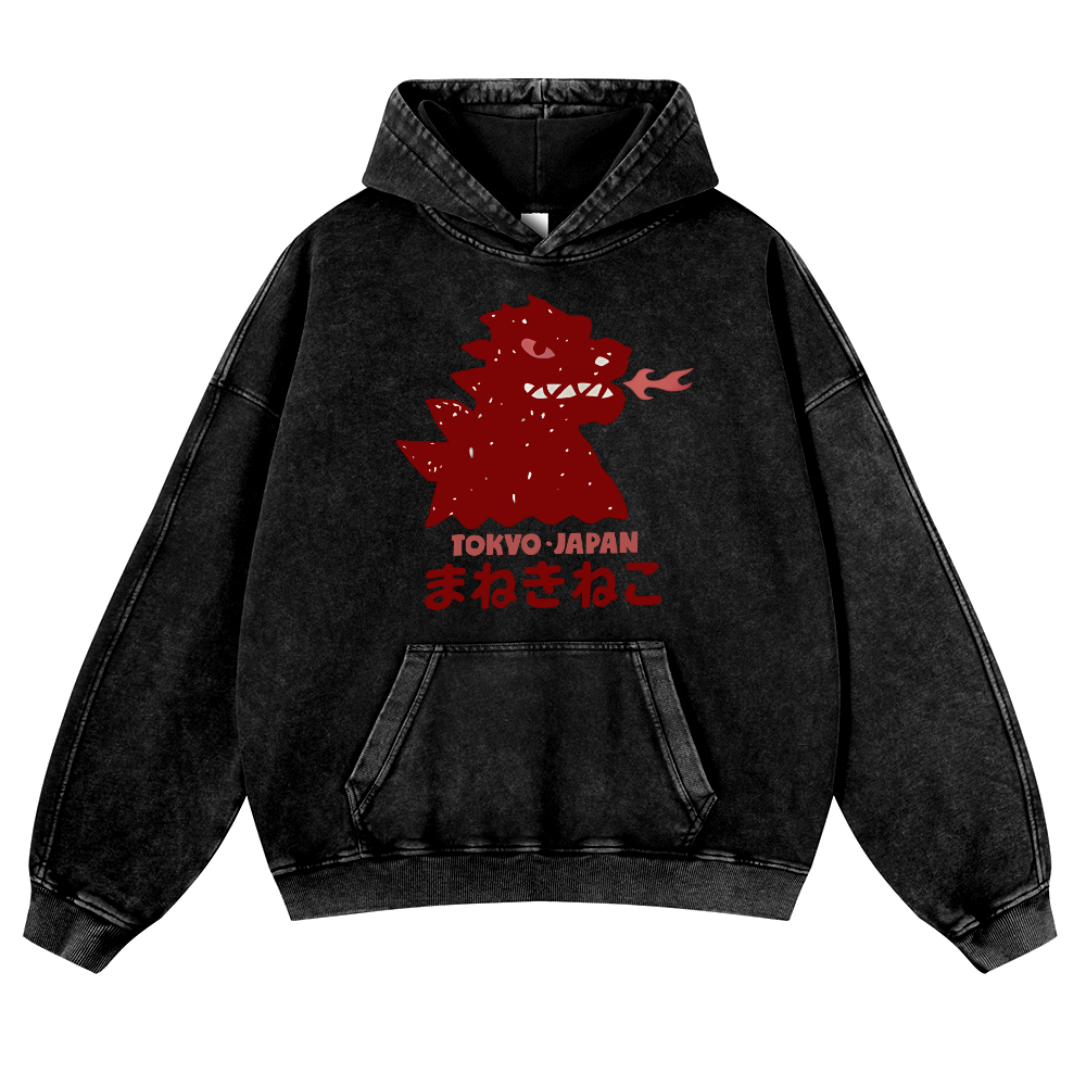 Kaiju Tokyo Japan Vintage Washed Thick Cotton Hoodie