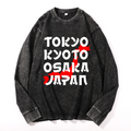 Vintage Cotton Wash Crewneck Long-Sleeve T-Shirt