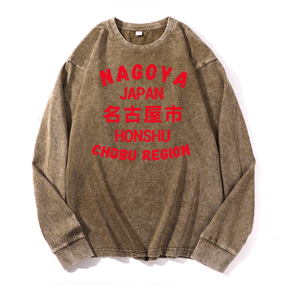 Nagoya Vintage Cotton Wash Crewneck Long-Sleeve T-Shirt
