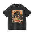 Ramen Hippo Ukiyoe Wave Vintage Wash Japanese Design T-Shirt