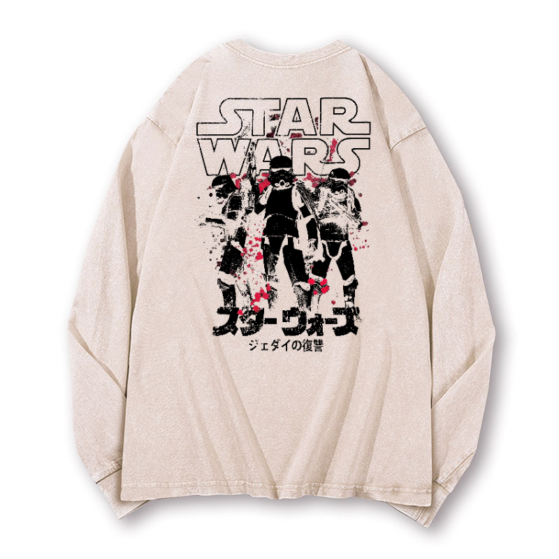 Storm Trooper Vintage Washed Cotton Back Art Long-sleeve T-shirt
