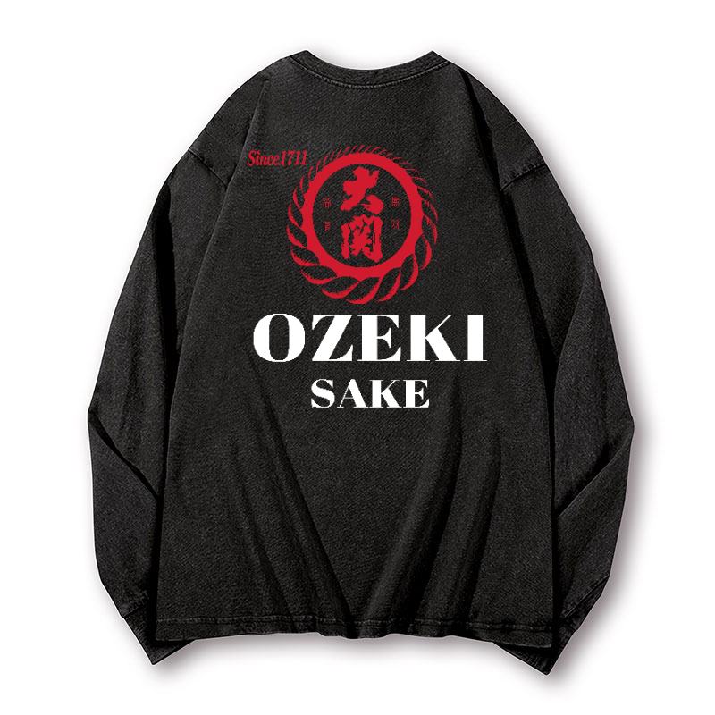 Ozeki Sake Vintage Washed Cotton Back Art Long-sleeve T-shirt