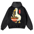 Ramen Duck Vintage Washed Cotton Back Art Hoodie