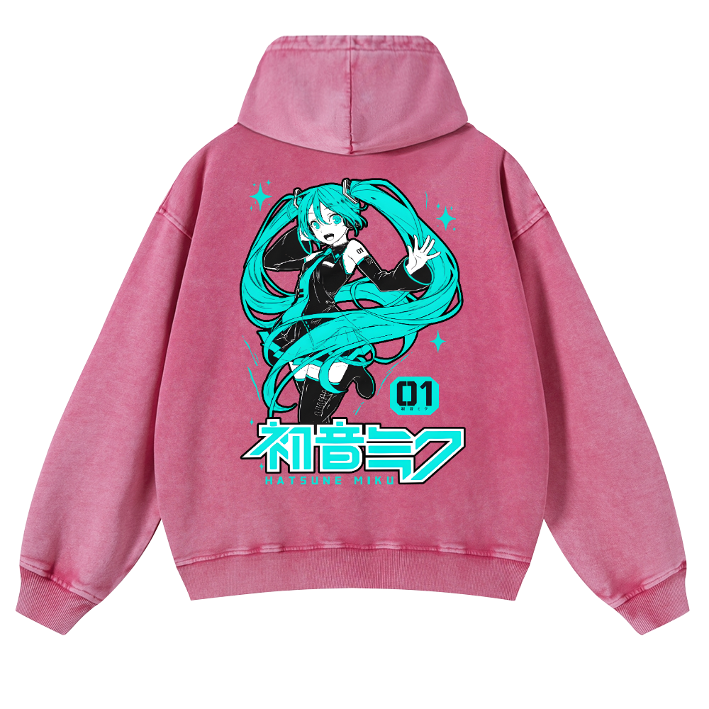 Hatsune Miku Vintage Washed Cotton Back Art Hoodie