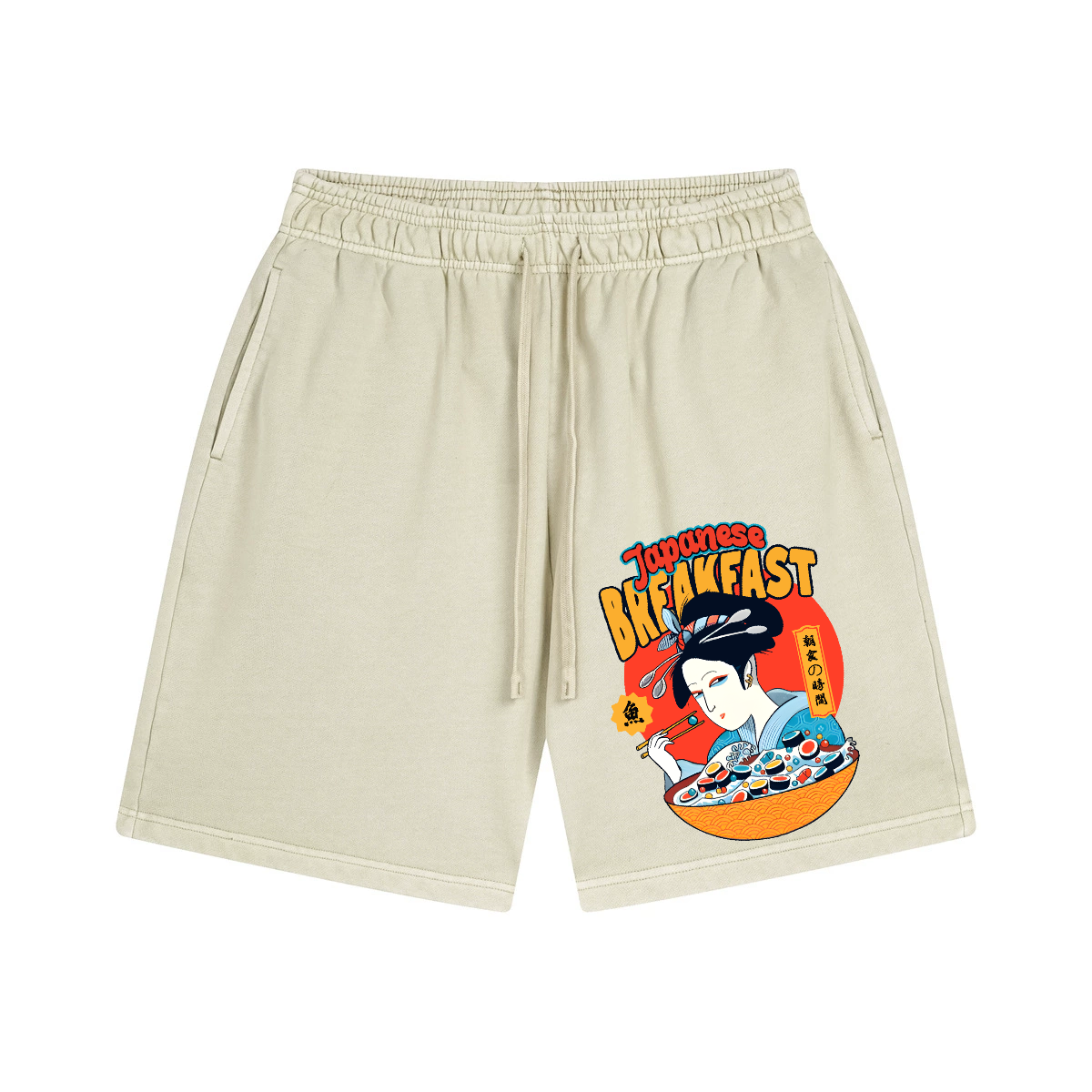 Geisha Fish Sushi  Vintage Pure Thick Cotton Shorts