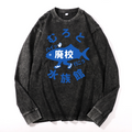Aquarium Vintage Cotton Wash Crewneck Long-Sleeve T-Shirt