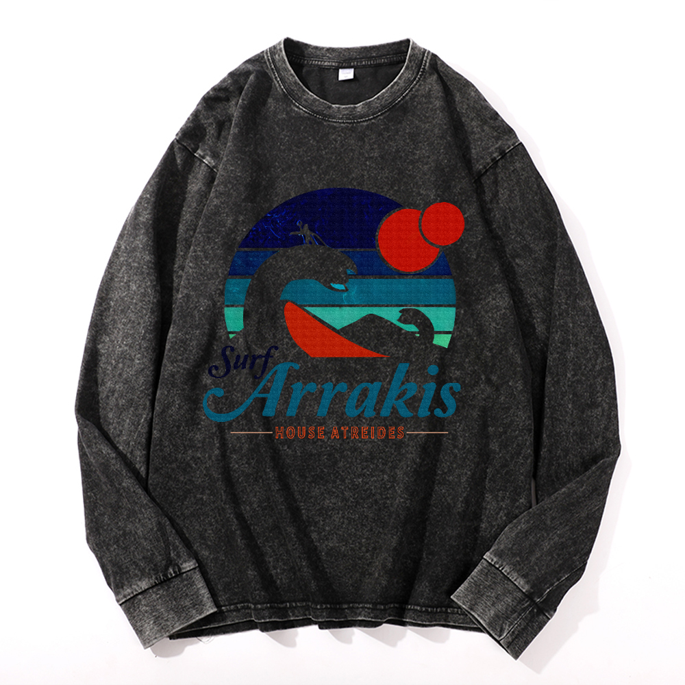 Vintage Cotton Wash Crewneck Long-Sleeve T-Shirt