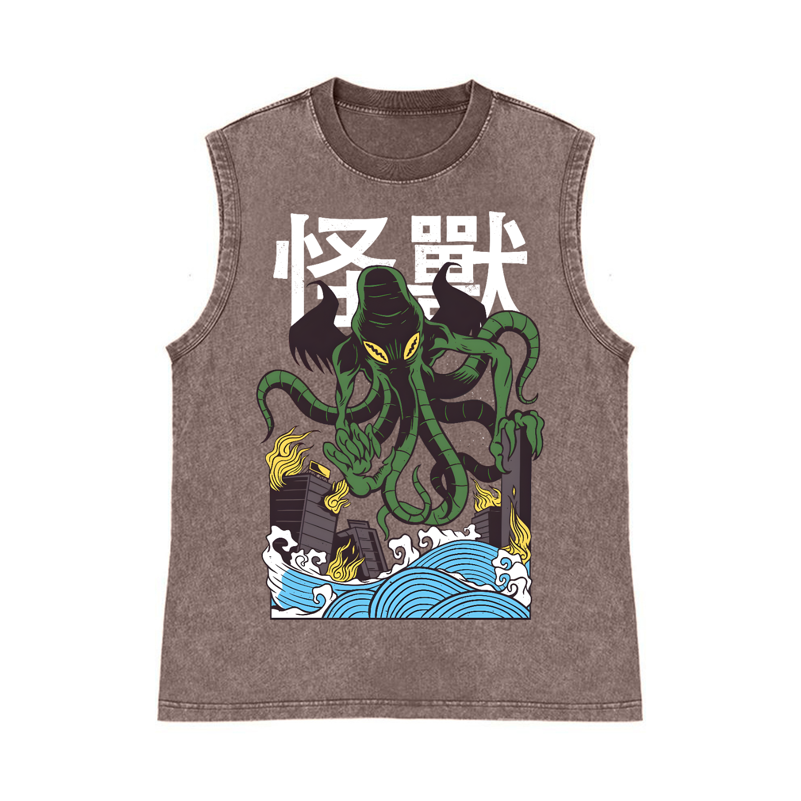 Monster Pure Cotton Wash-Dyed Sleeveless Tank Top