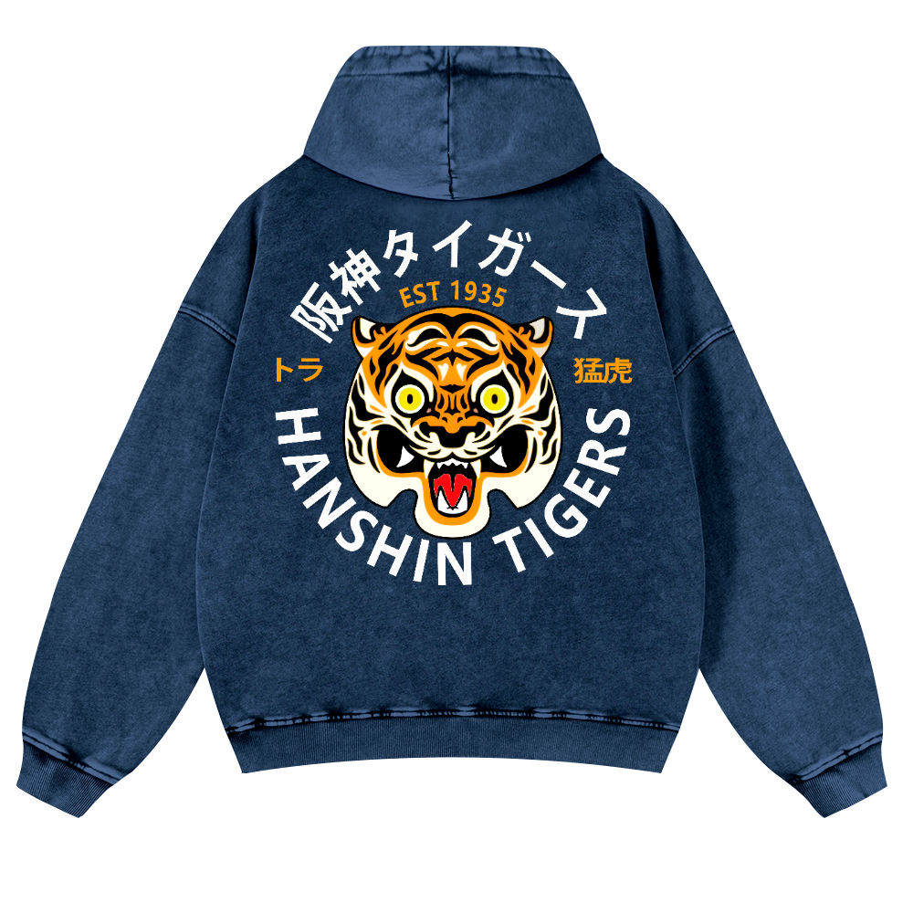 Hanshin Tigers Vintage Washed Cotton Back Art Hoodie