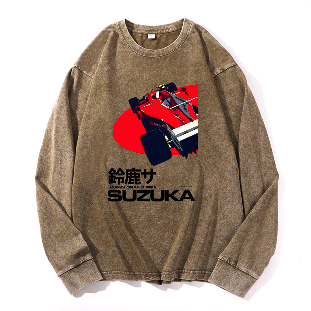 Vintage Cotton Wash Crewneck Long-Sleeve T-Shirt