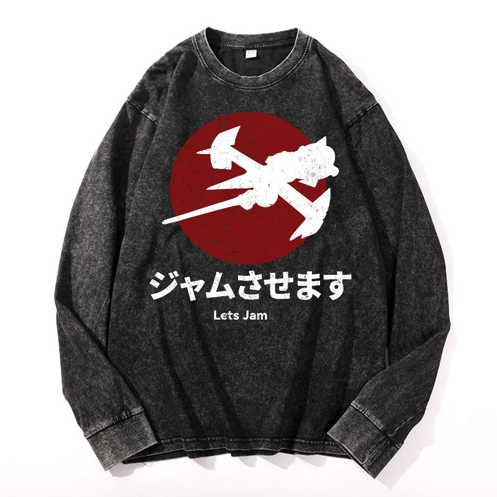 Cowboy Bebop Vintage Cotton Wash Crewneck Long-Sleeve T-Shirt
