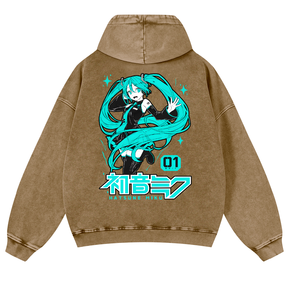 Hatsune Miku Vintage Washed Cotton Back Art Hoodie