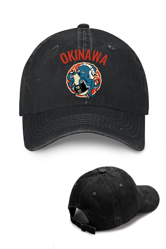 Okinawa Manzamo Drunken Octopus Vintage Cotton Cap