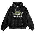 Ghibli Totoro Android Vintage Washed Thick Cotton Hoodie
