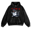 Dodgers Kaiju 17  Baseball Vintage Washed Thick Cotton Hoodie