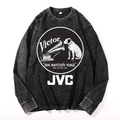 JVC Victor Dog Vintage Cotton Wash Crewneck Long-Sleeve T-Shirt