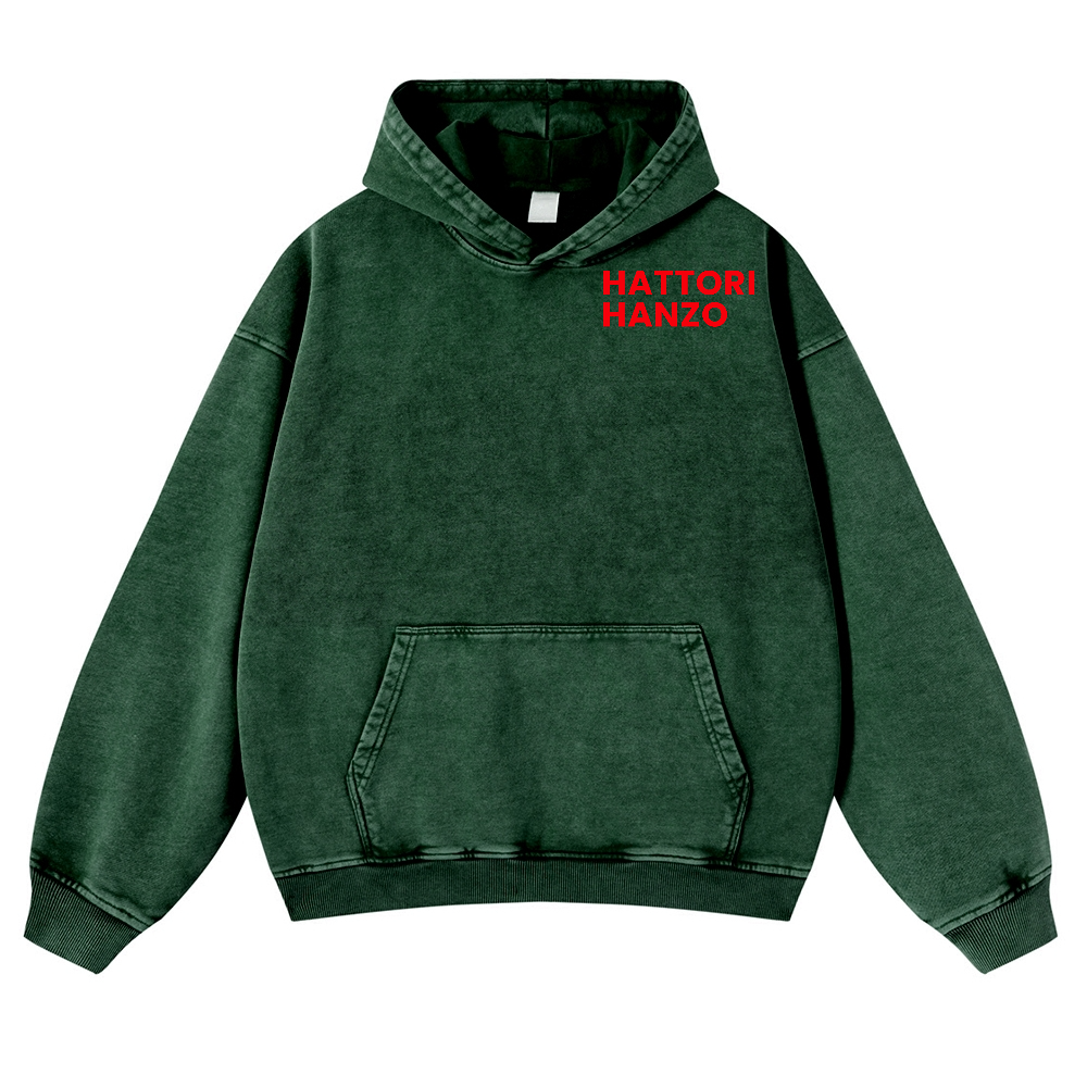 Okinawa  Hattori Hanzo Vintage Washed Cotton Back Art Hoodie