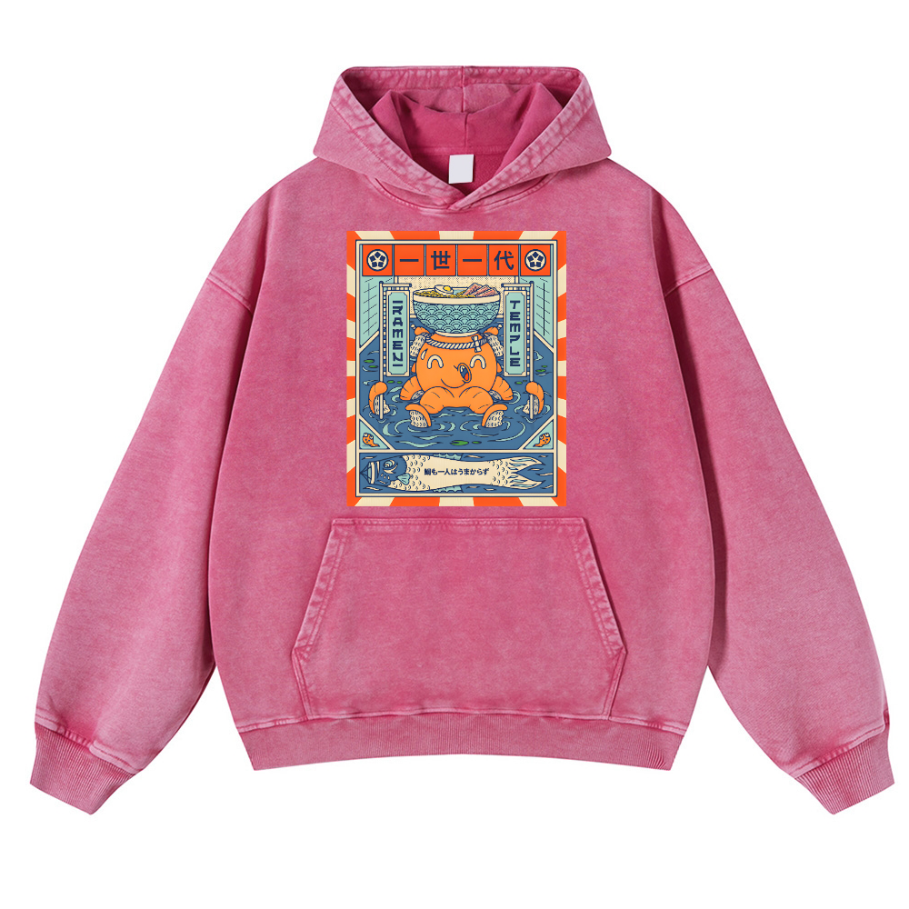 Octopus Vintage Washed Thick Cotton Hoodie