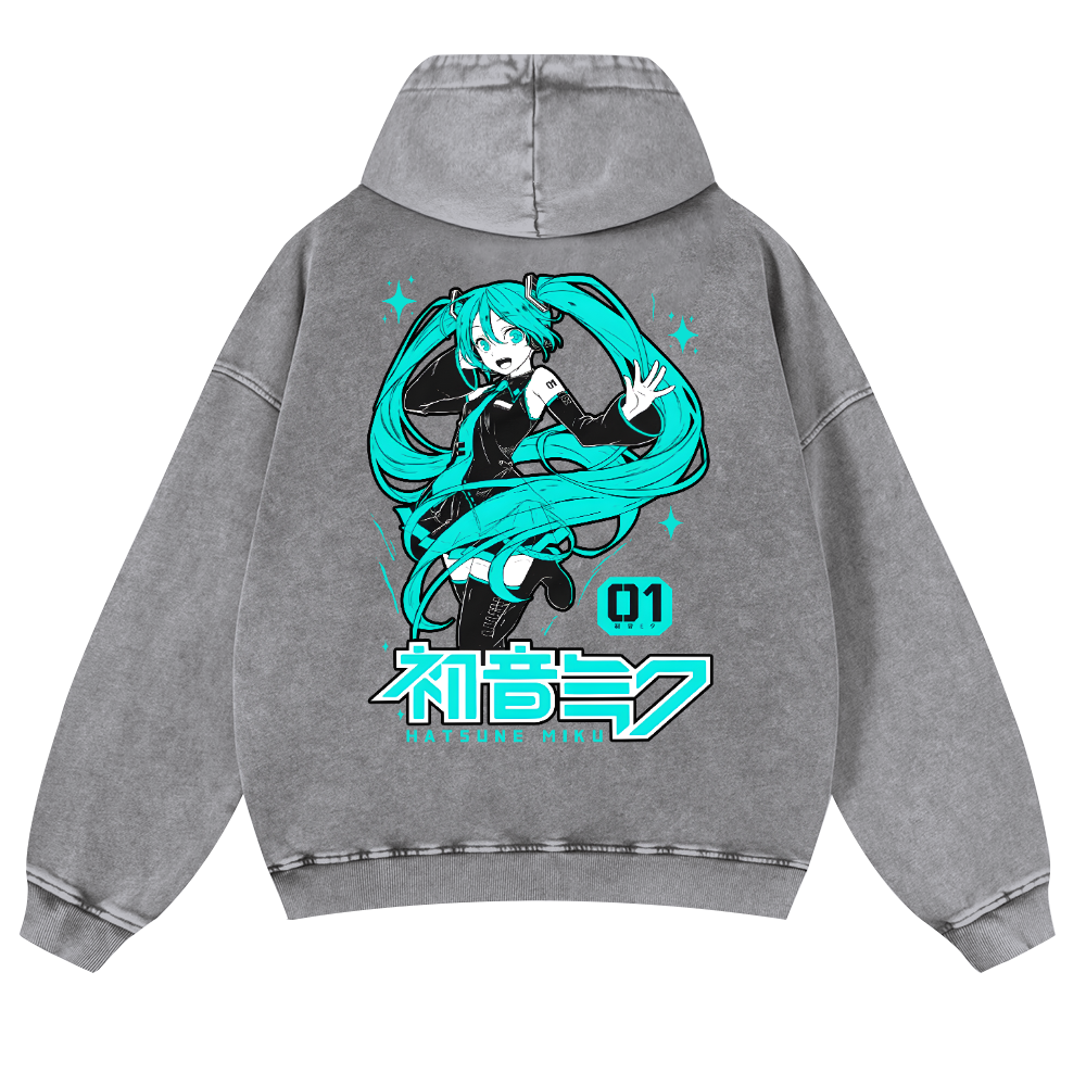 Hatsune Miku Vintage Washed Cotton Back Art Hoodie