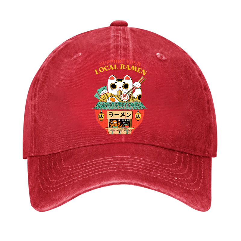 Ramen Cat Vintage Cotton Cap