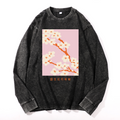 Sakura Vintage Cotton Wash Crewneck Long-Sleeve T-Shirt