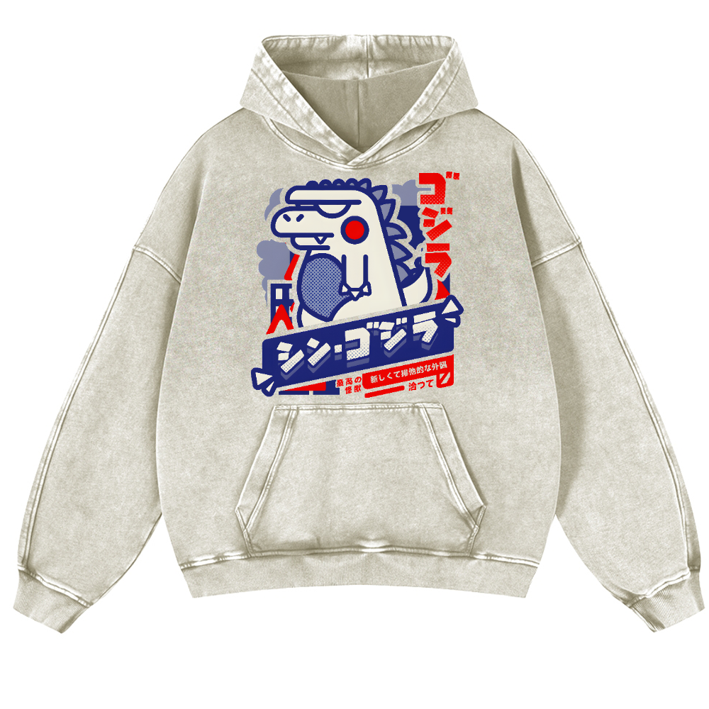 Kaiju Vintage Washed Thick Cotton Hoodie
