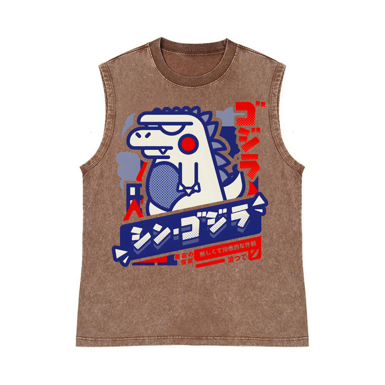 Kaiju Pure Cotton Wash-Dyed Sleeveless Tank Top