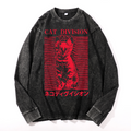 Cat Division Vintage Cotton Wash Crewneck Long-Sleeve T-Shirt